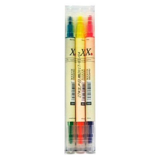 ปากกาเน้นข้อความ 2 หัว คละสี (แพ็ค3ด้าม) ไอฮ่าว AH-X49