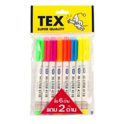 ปากกาเน้นข้อความ 1-3มม.คละสี (แพ็ค6ฟรี2) เท็กซ์ 4110