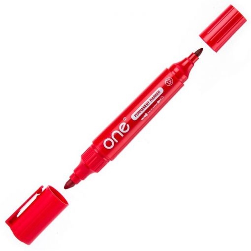 ปากกามาร์คเกอร์ 2 หัว สีแดง ONE AH317