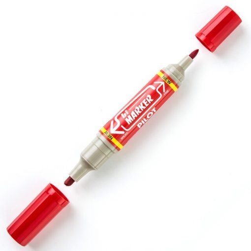 ปากกามาร์คเกอร์ 2 หัว แดง ไพล็อต Bi-Marker