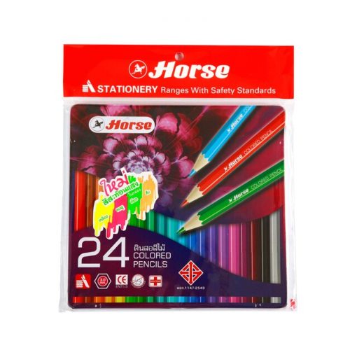 ดินสอสีกล่องเหล็ก 24 สี ตราม้า 2080