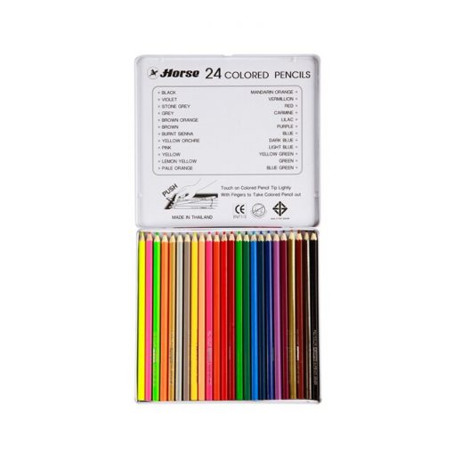 ดินสอสีกล่องเหล็ก 24 สี ตราม้า 2080