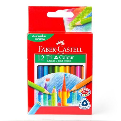ดินสอสีไม้สั้น 12สี ด้ามสามเหลี่ยม Faber-Castell 115859